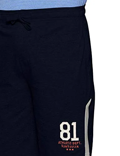 Van Heusen Athleisure Men Knit Shorts - Cotton Rich - Smart Tech, Easy Stain Release, Anti Stat, Ultra Soft, Moisture Wicking Blue Melange