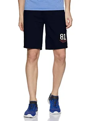 Van Heusen Athleisure Men Knit Shorts - Cotton Rich - Smart Tech, Easy Stain Release, Anti Stat, Ultra Soft, Moisture Wicking Blue Melange