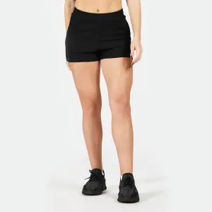 WOMEN-GO BEYOND RIBBED SHORTS (BLACK)