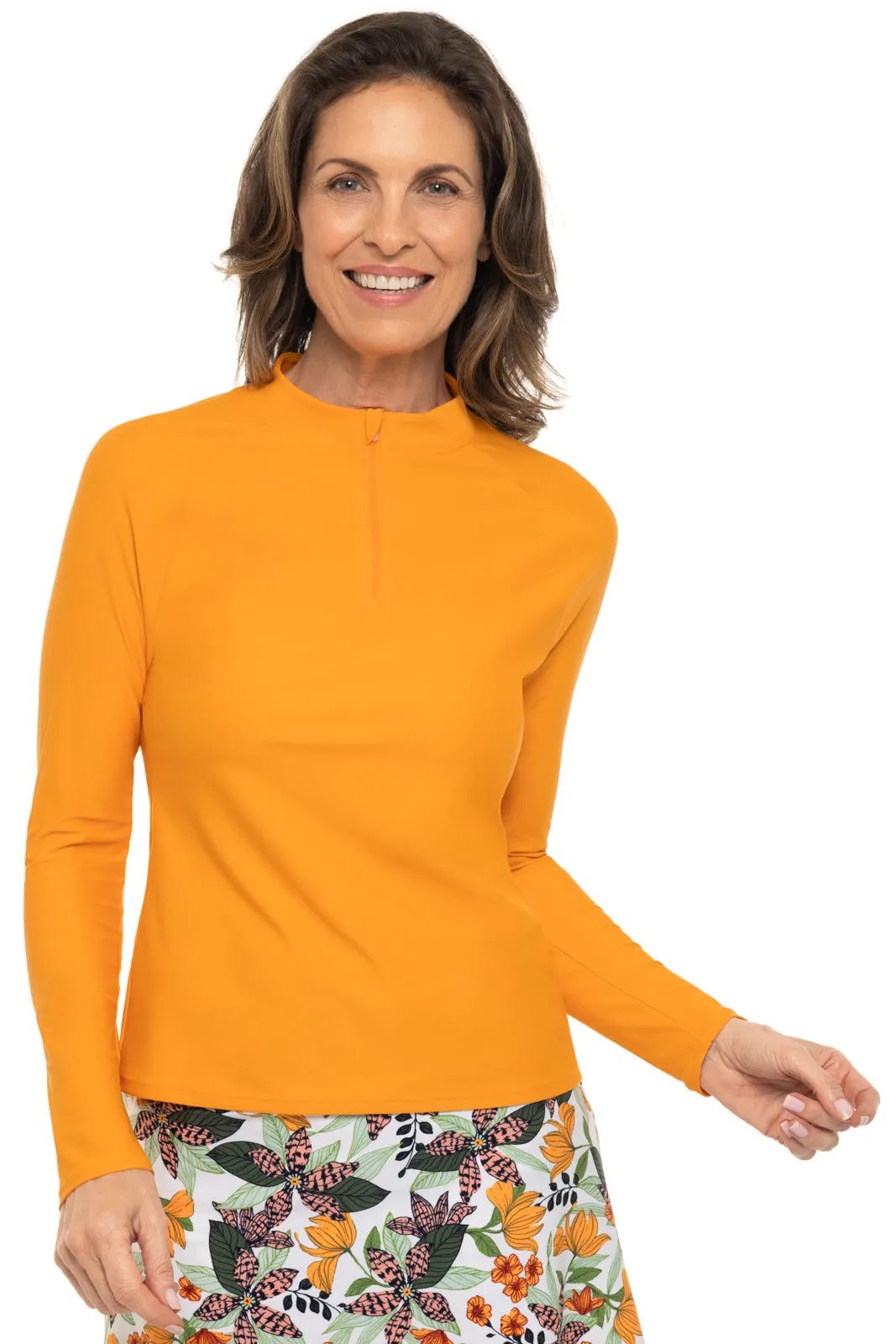 Womens Bal Harbour Long Sleeve Rash Guard  |  Apricot Crush