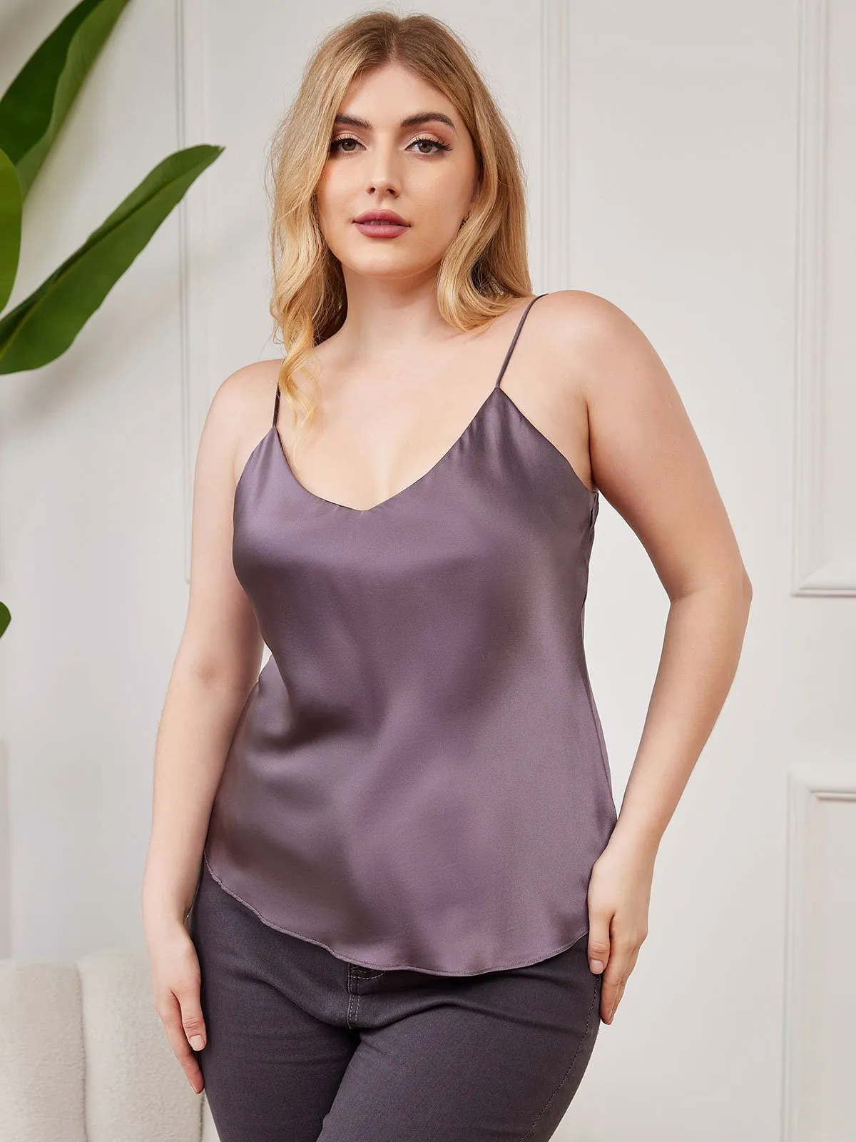 Women's Plus Size Silk Spaghetti Strap Camisole Top