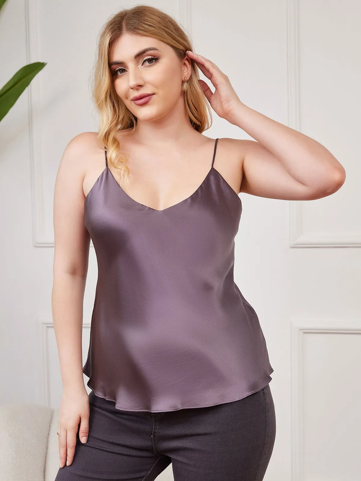 Women's Plus Size Silk Spaghetti Strap Camisole Top