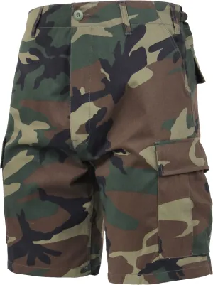 Woodland Camouflage - Military Cargo BDU Shorts - Polyester Cotton Twill