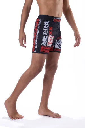 Youth Cyber Fox Art Wear Grappling Board Shorts